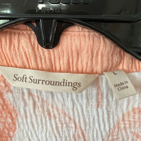 Soft Surroundings Peach Slub Button Down Shirt - Picture 5 of 6